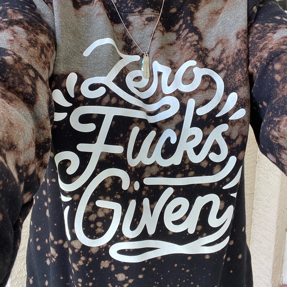 Zero fuc*s given black reverse bleached sweatshirt